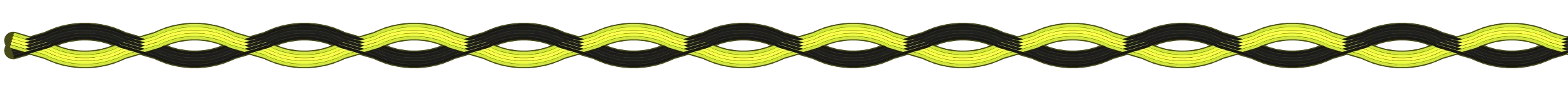 A RunLock rope braided from one black side and one fluorescent yellow side